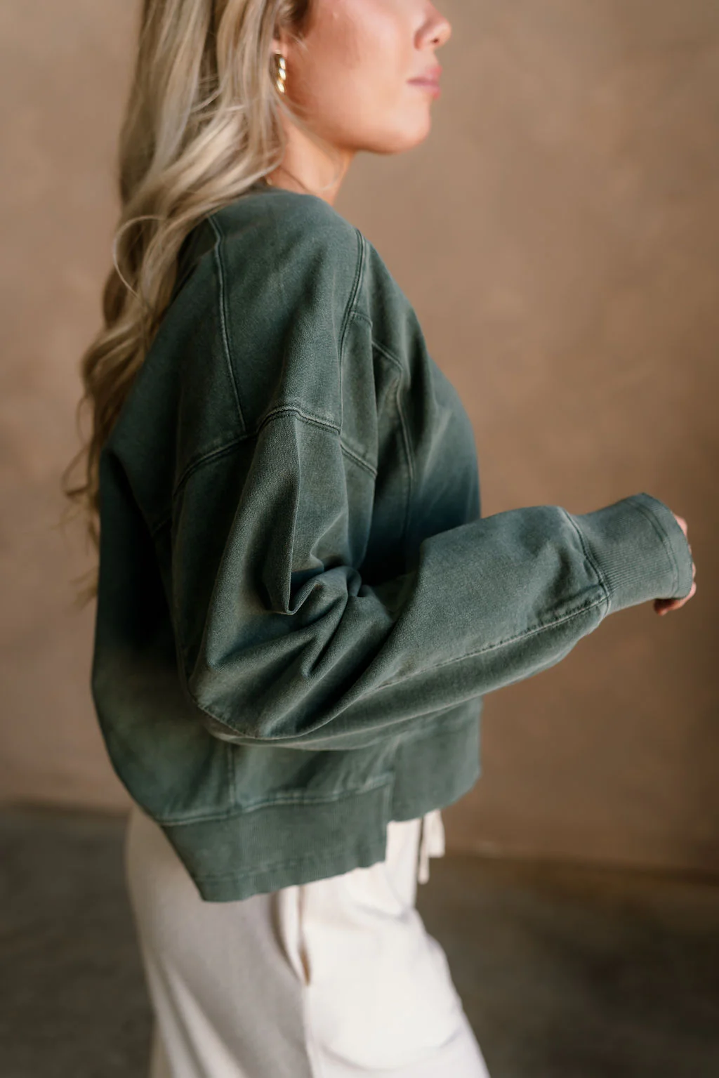 Harper Washed Green Long Sleeve Sweatshirt - Image 9