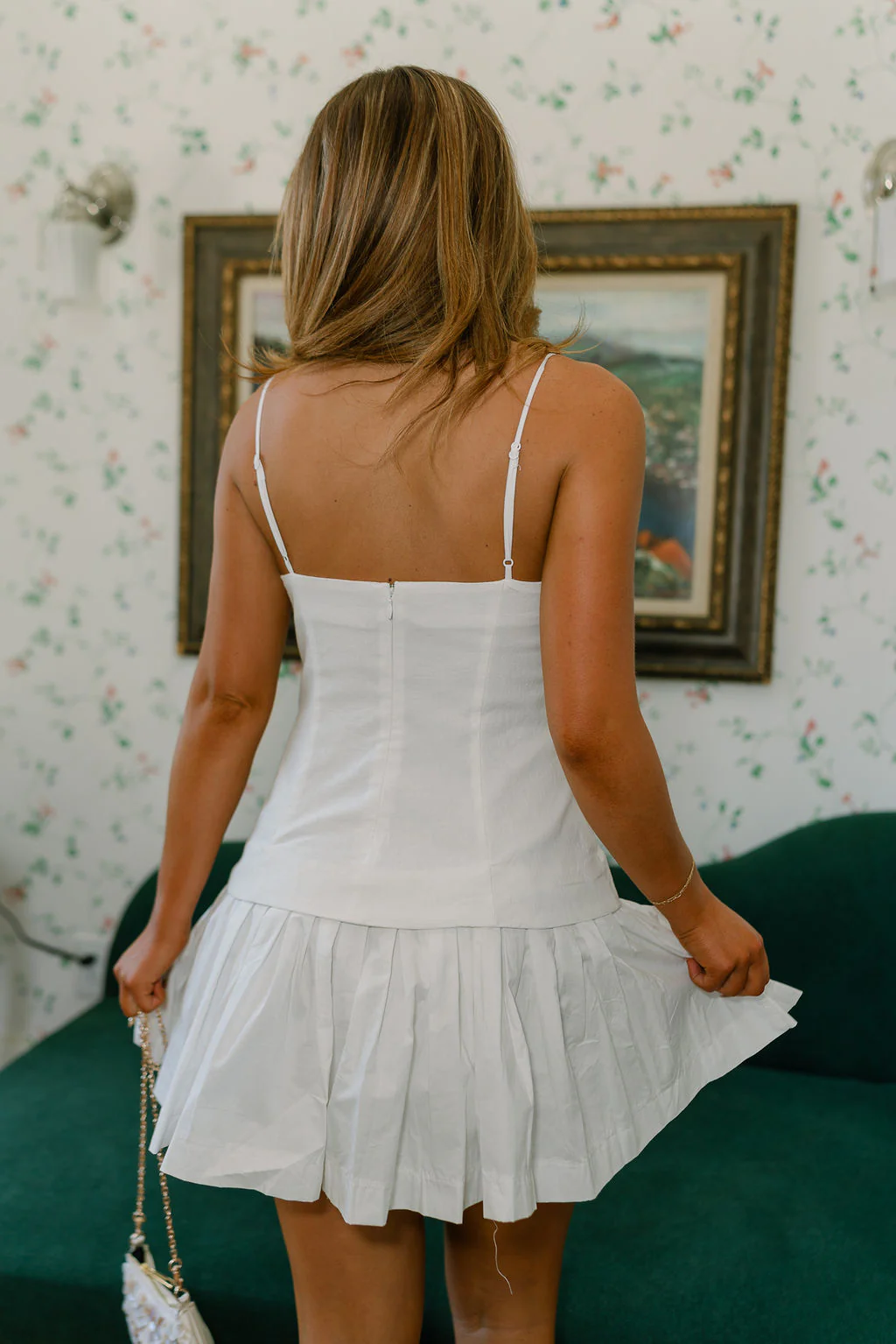 Haven White Flare Skirt Mini Dress - Image 4