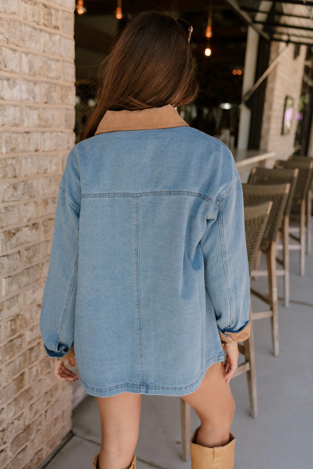 Hayden Light Denim & Brown Corduroy Barn Jacket - Image 13