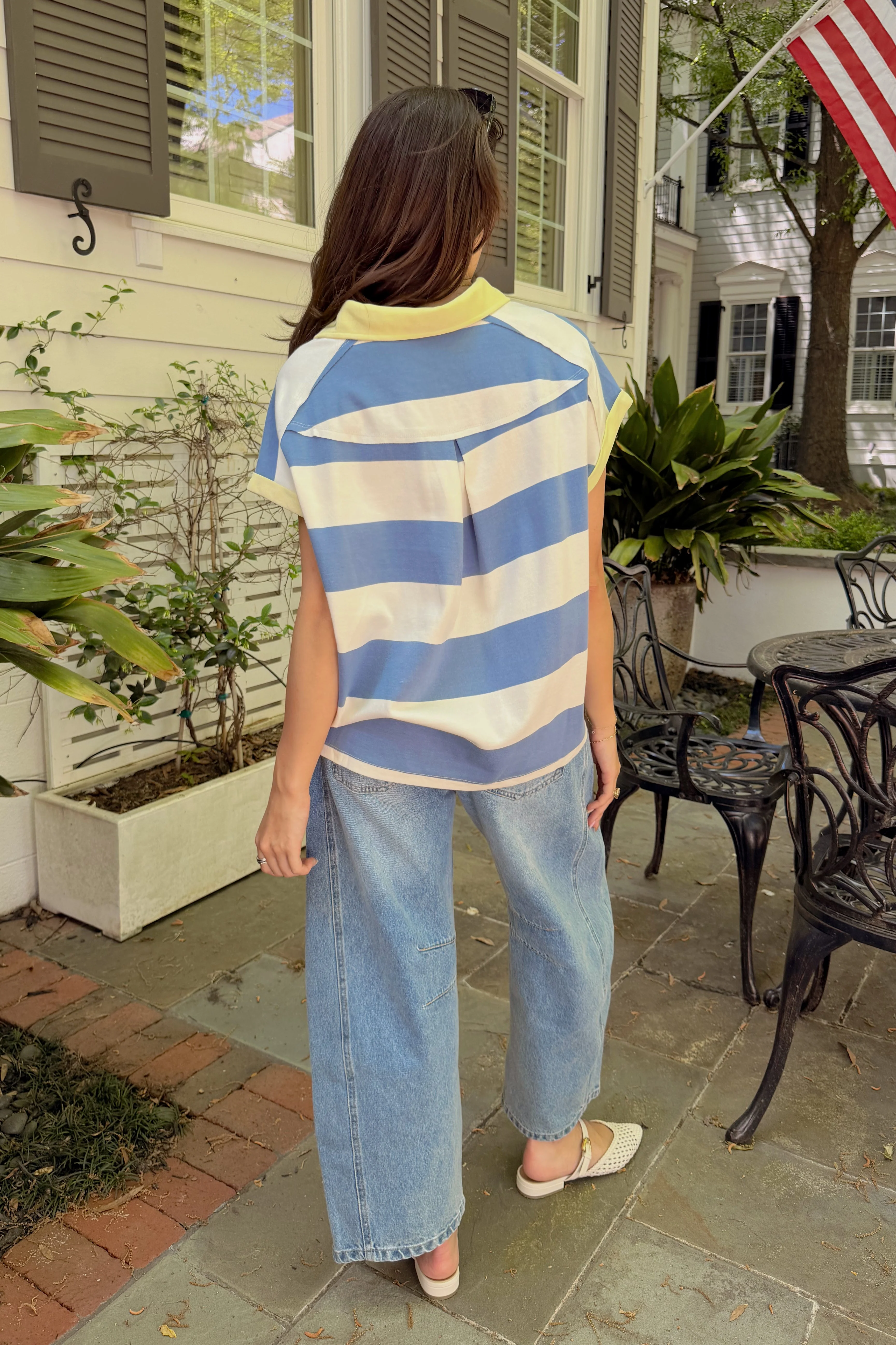 Hazel Multi Striped Quarter-Button Top - Image 7