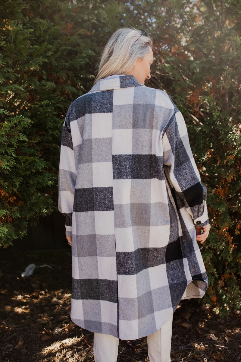 Heading North Longline Plaid Shacket - Image 6