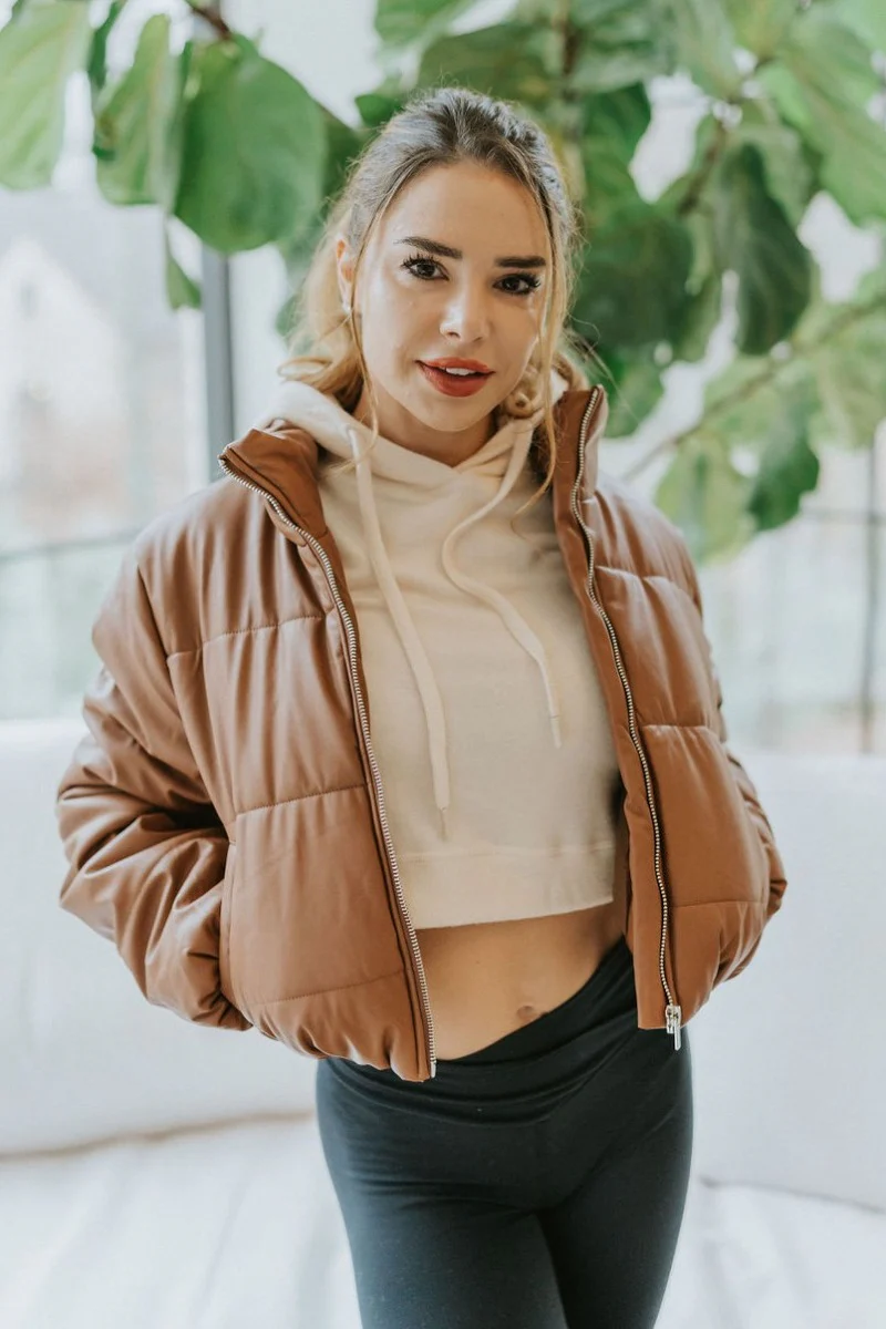 Heartbreaker Faux Leather Puffer Jacket