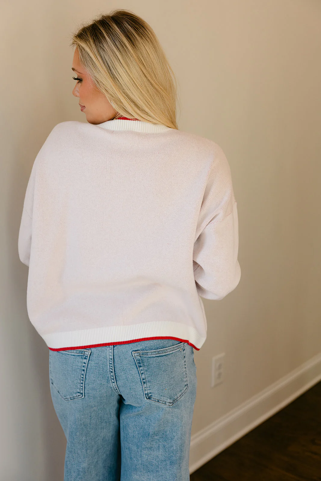 Holly Red & Ivory Fish Stitch Sweater - Image 4