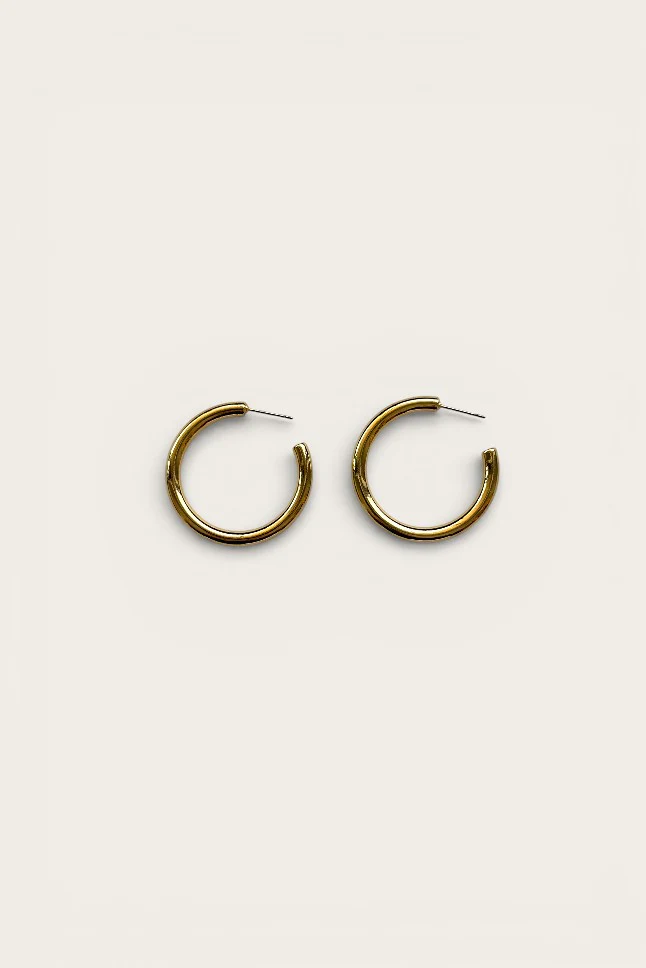 Holly Shiny Gold Medium Hoop Earring
