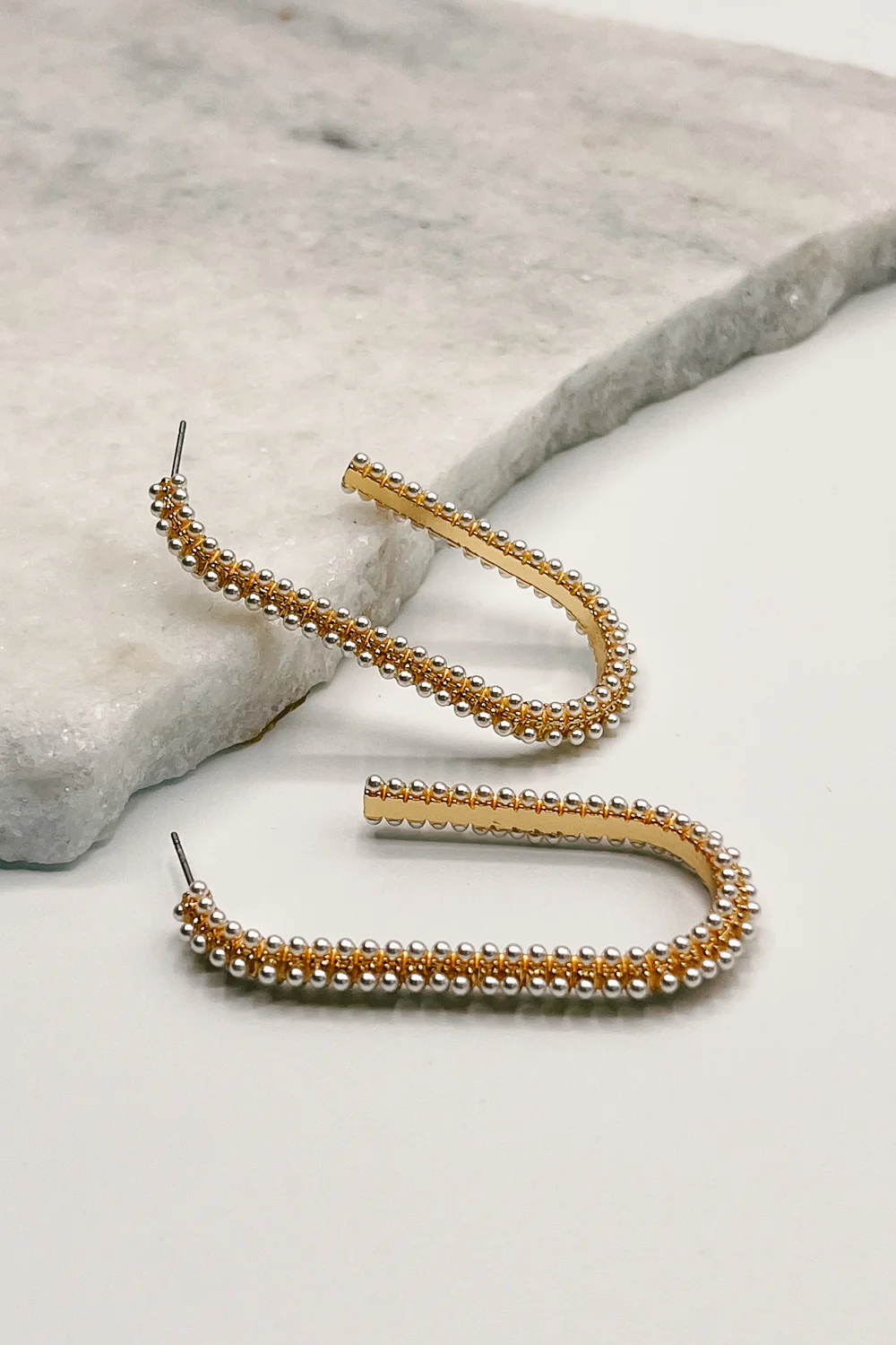 Hope Gold and Pearl Scooped Hoops - Image 2