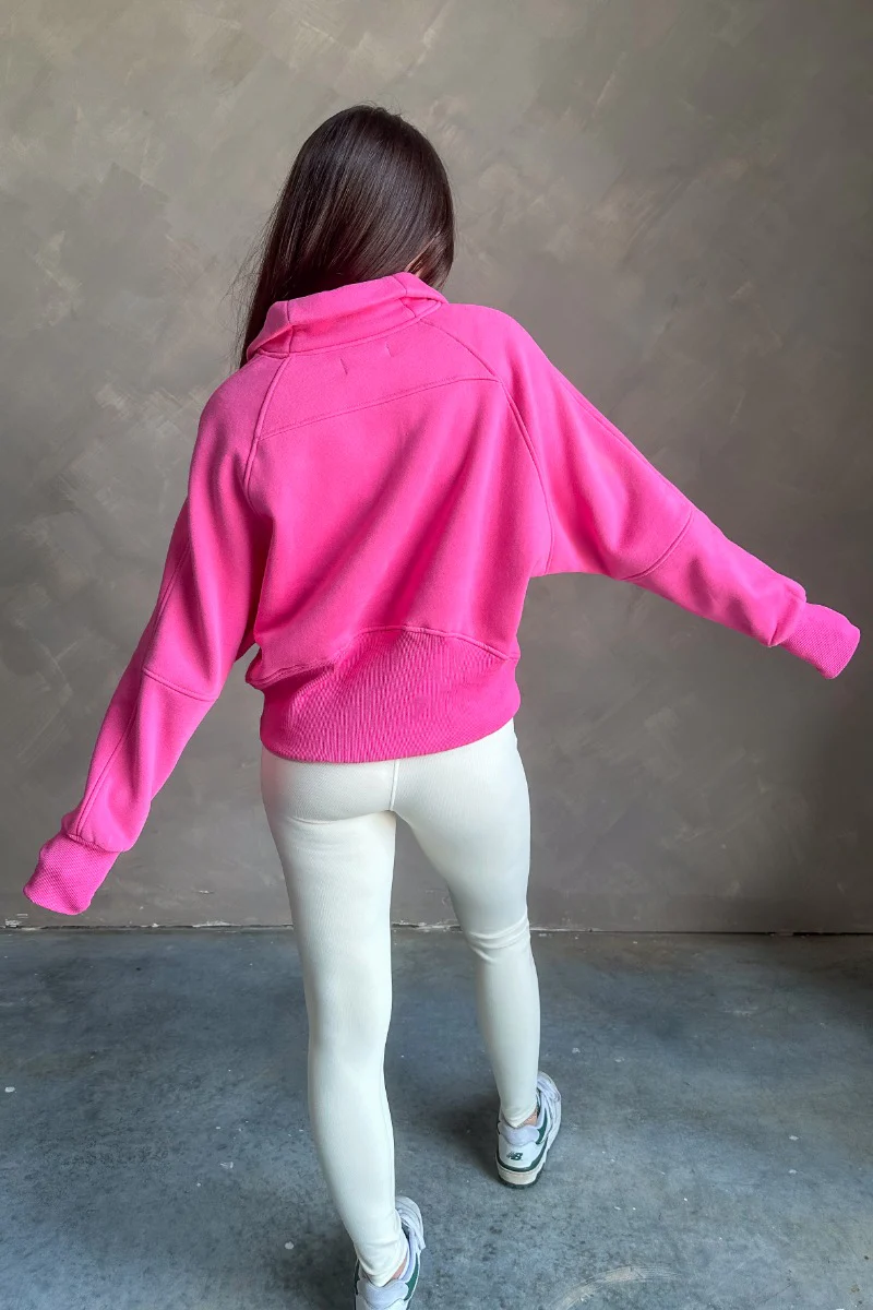 Hot Pink Quarter-Zip Sweatshirt - Image 10