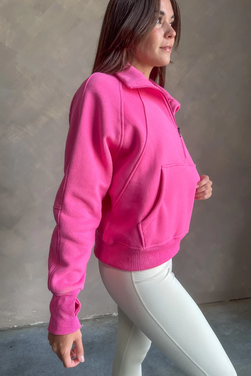 Hot Pink Quarter-Zip Sweatshirt - Image 8