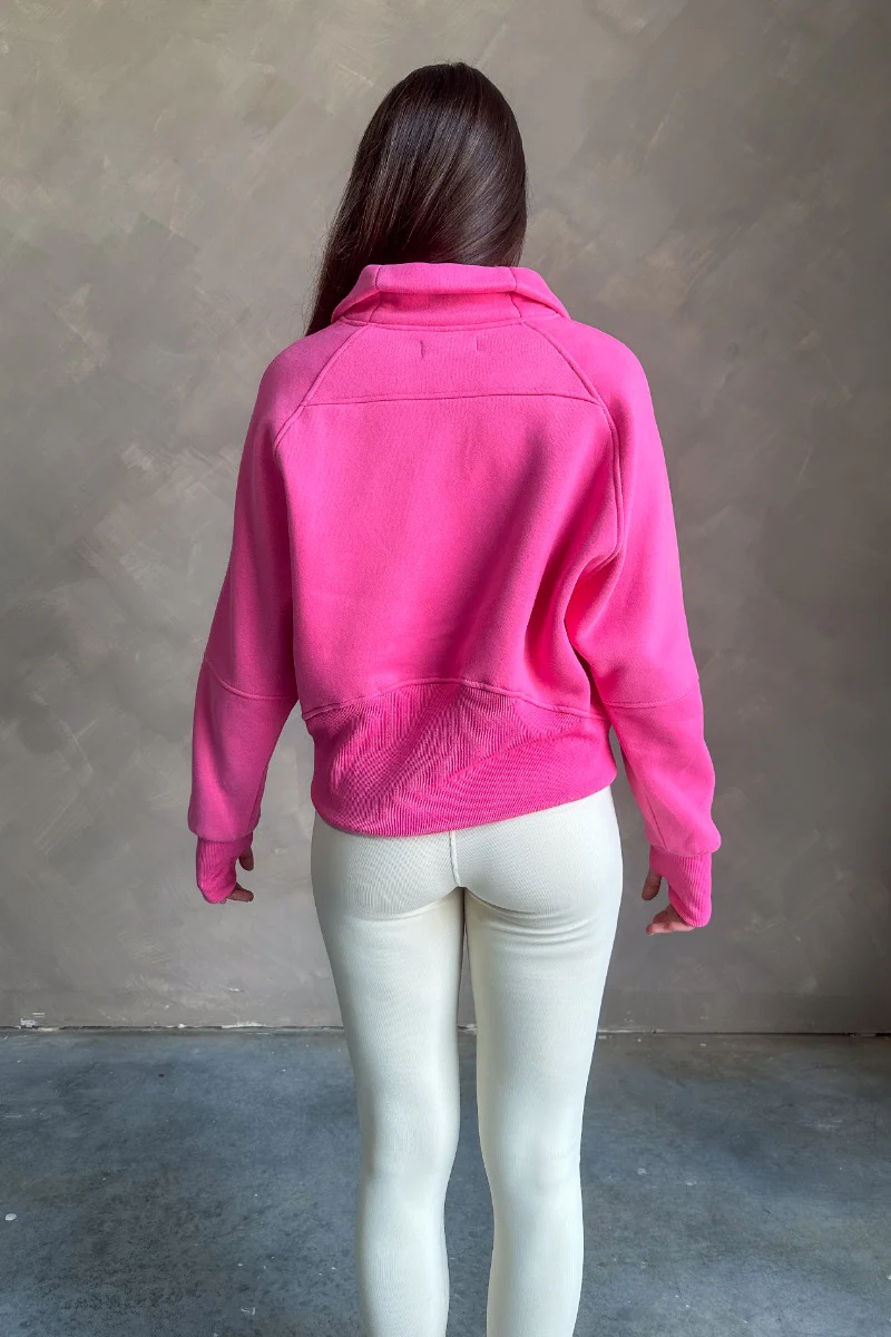 Hot Pink Quarter-Zip Sweatshirt - Image 9
