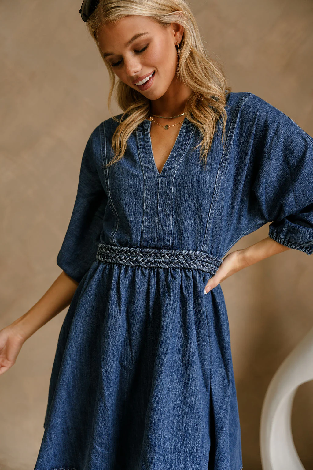 Haven Denim Braided Waist Mini Dress - Image 2