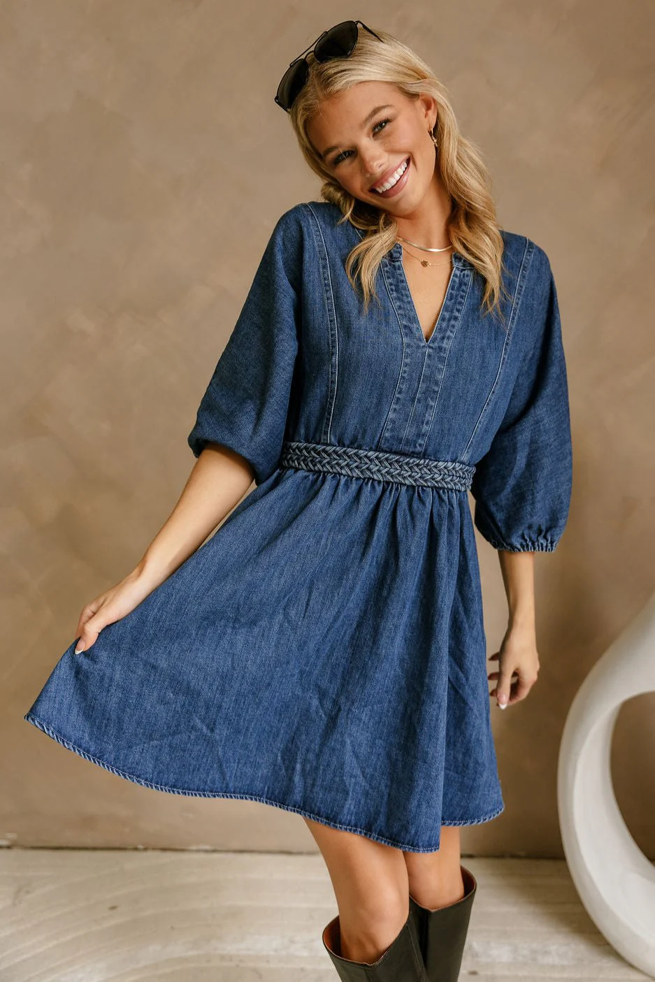 Haven Denim Braided Waist Mini Dress - Image 7