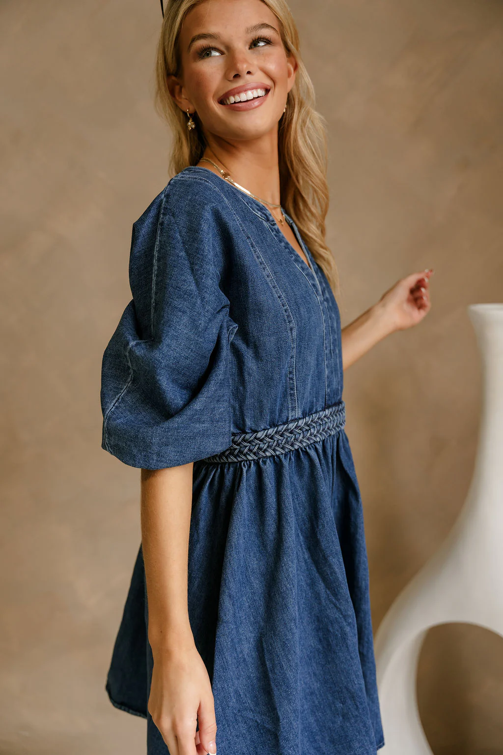 Haven Denim Braided Waist Mini Dress - Image 9