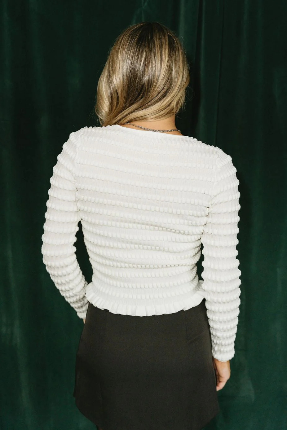 Livia White Ruffle Long Sleeve Top - Image 4