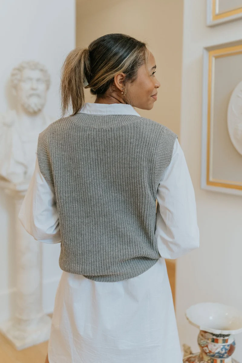 Impress Me Sweater Vest in Grey - Image 5