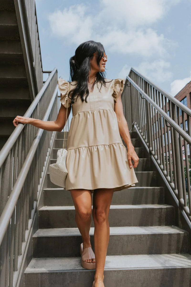 In The Moment Dress In Sand - Image 5