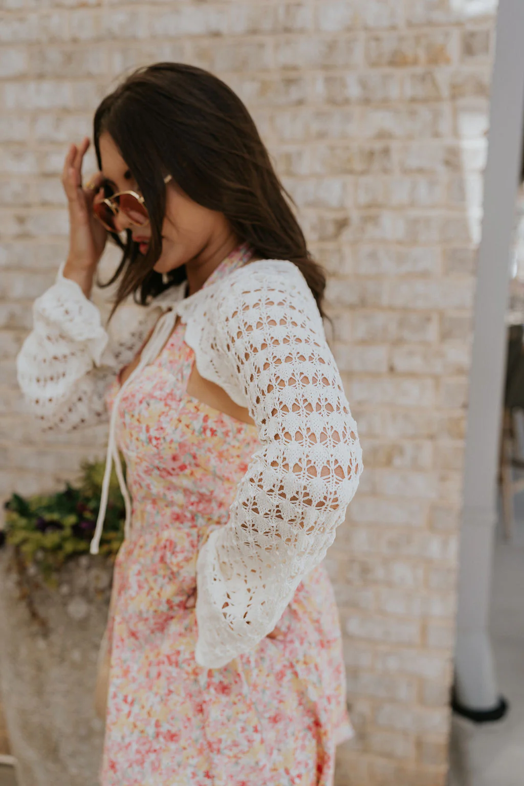 Saylor Off White Knit Cropped Long Sleeve Top - Image 6