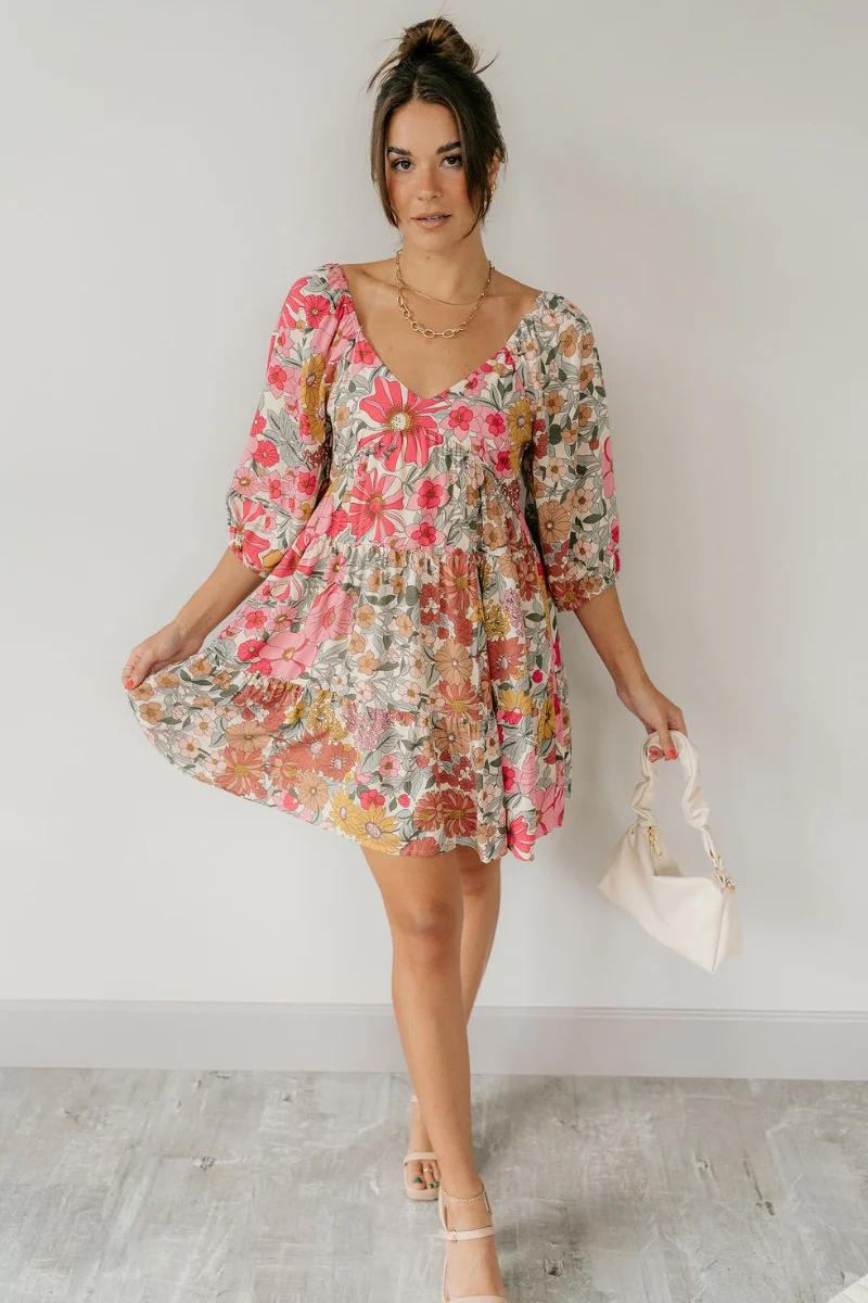 Iris Pink Multi Floral Mini Dress