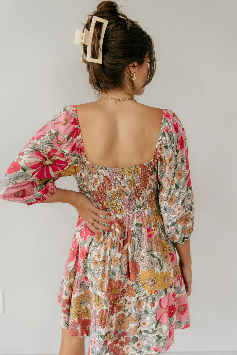 Iris Pink Multi Floral Mini Dress - Image 8