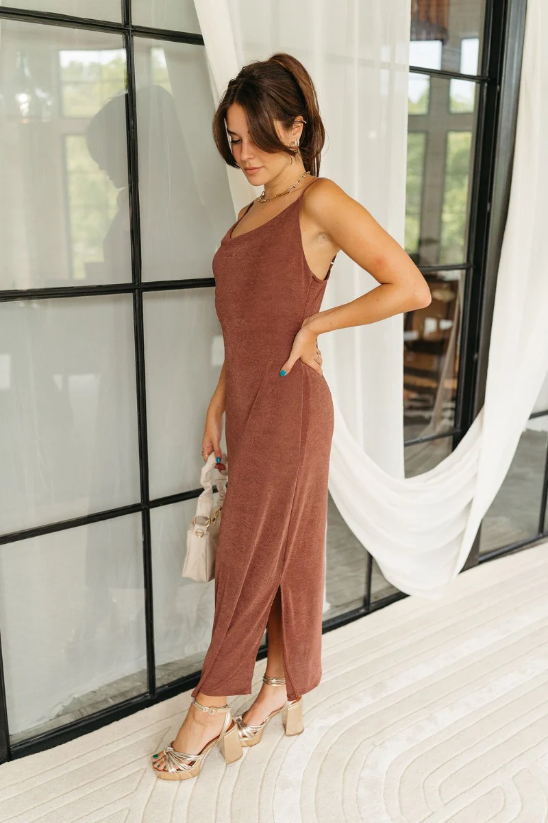 Isabel Brown Cowl Neck Midi Dress - Image 4