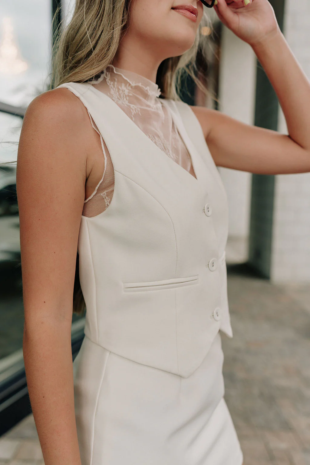 Isabella Cream Button-Up Vest - Image 4
