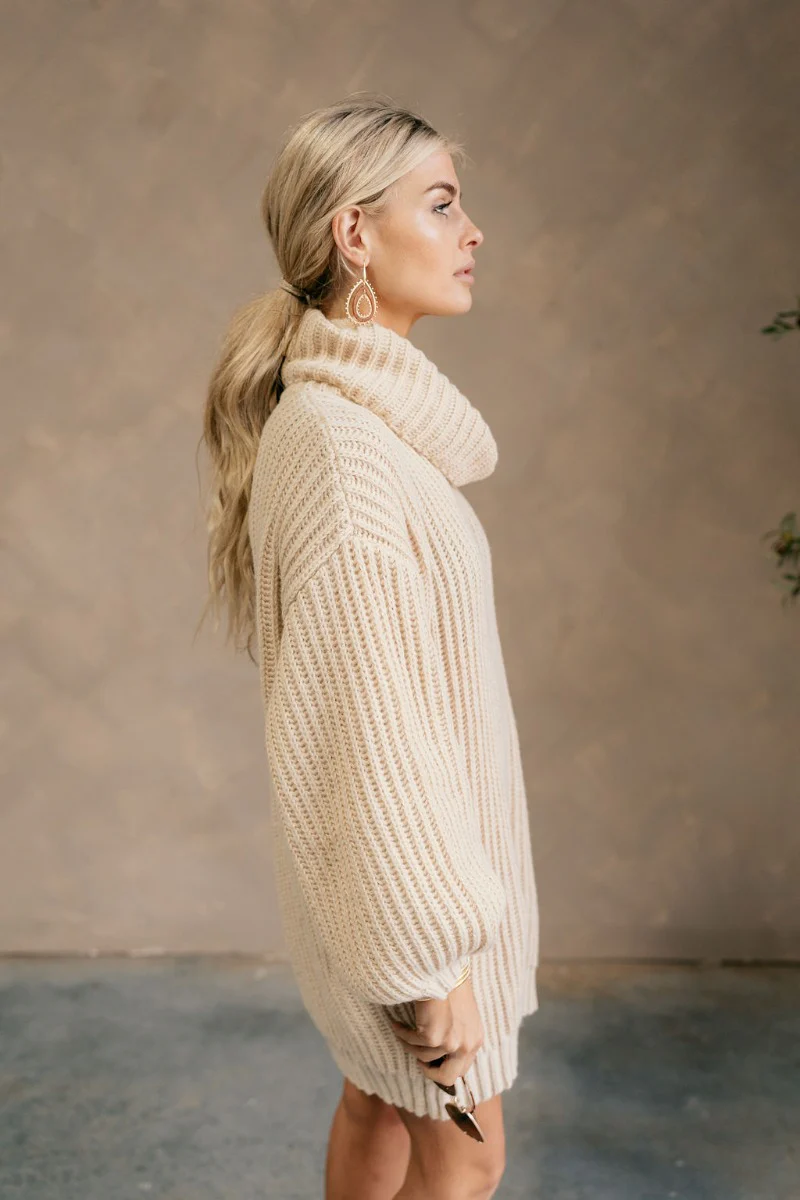 Isabella Cream Turtleneck Sweater Dress - Image 6