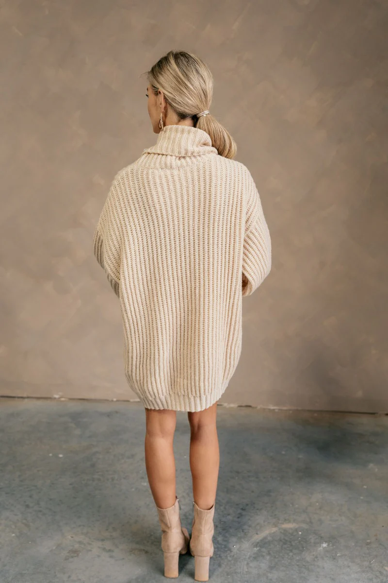 Isabella Cream Turtleneck Sweater Dress - Image 8