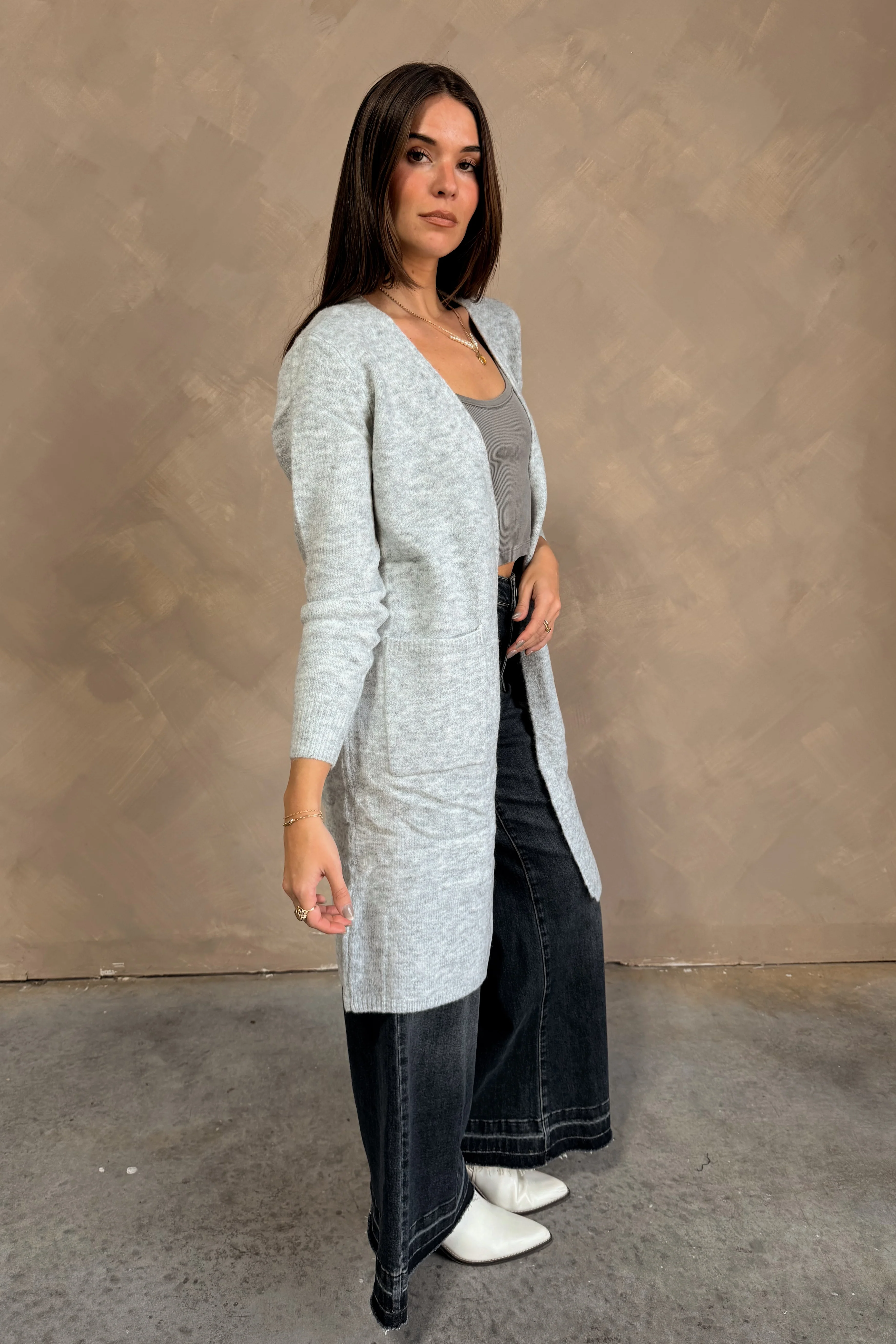 Isadora Heather Grey Longline Cardigan - Image 3
