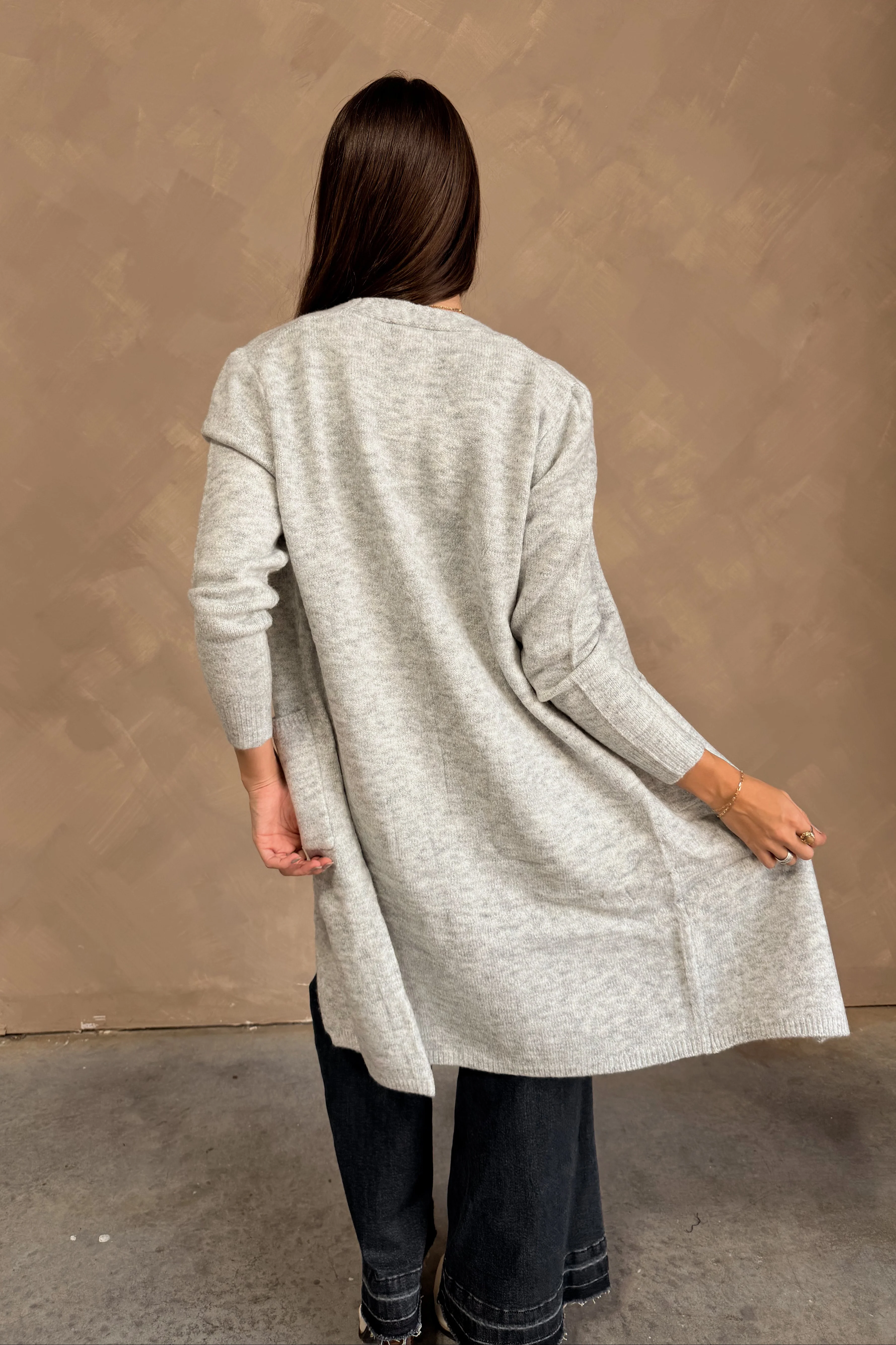 Isadora Heather Grey Longline Cardigan - Image 5