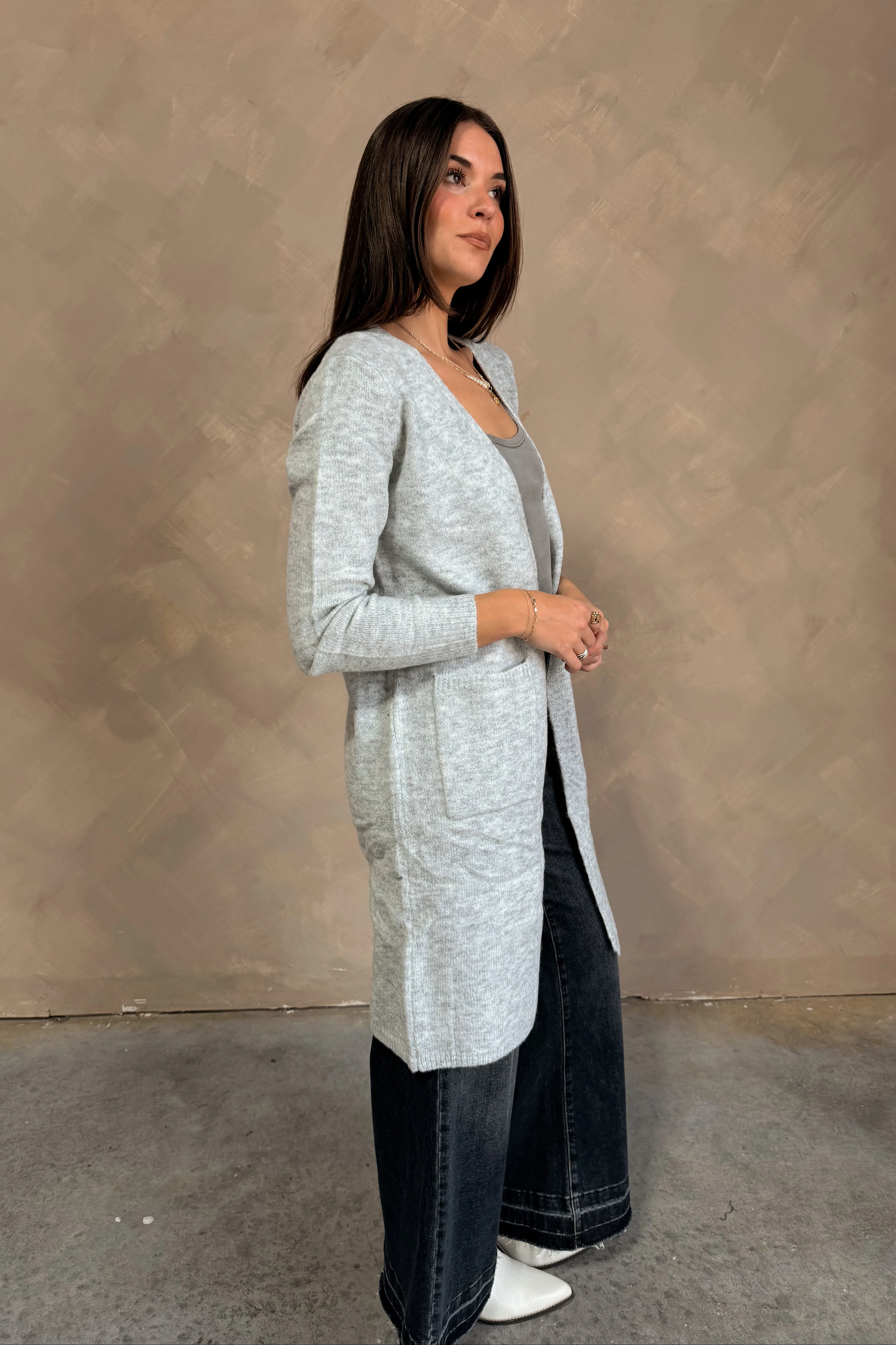 Isadora Heather Grey Longline Cardigan - Image 7