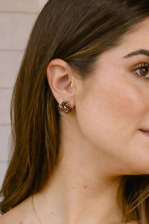 Isla Brown & Gold Knot Stud Earring - Image 2