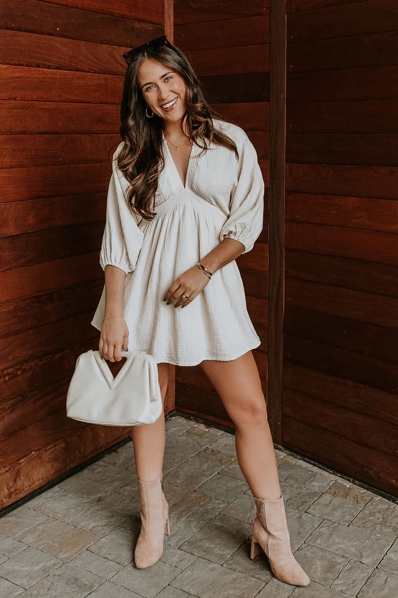 Isla Cream Gauze Mini Dress - Image 2