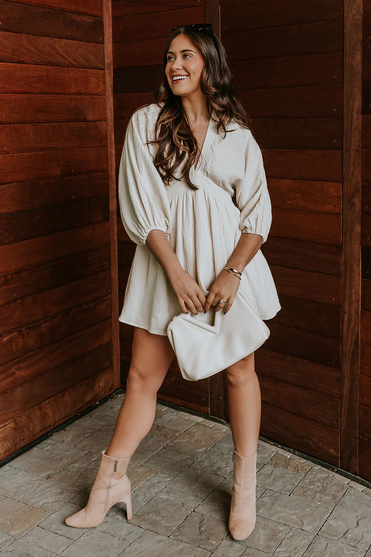 Isla Cream Gauze Mini Dress - Image 3