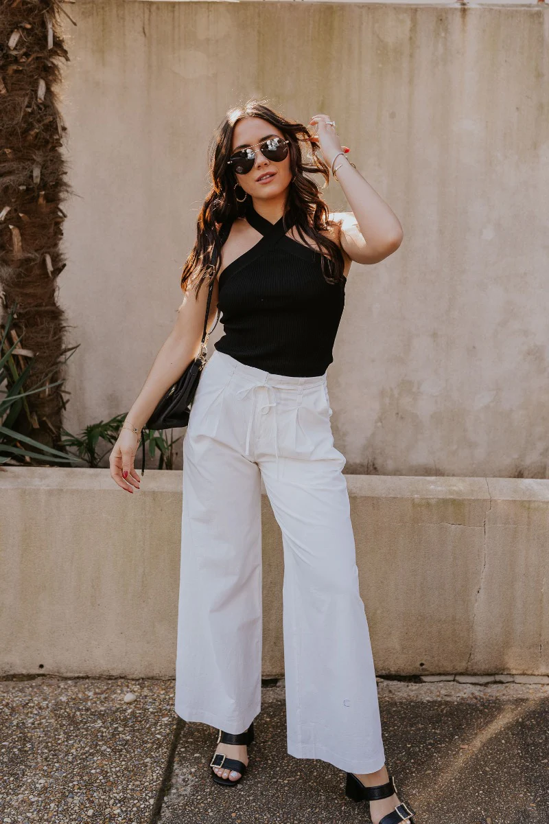 Isla White Pleated Pants