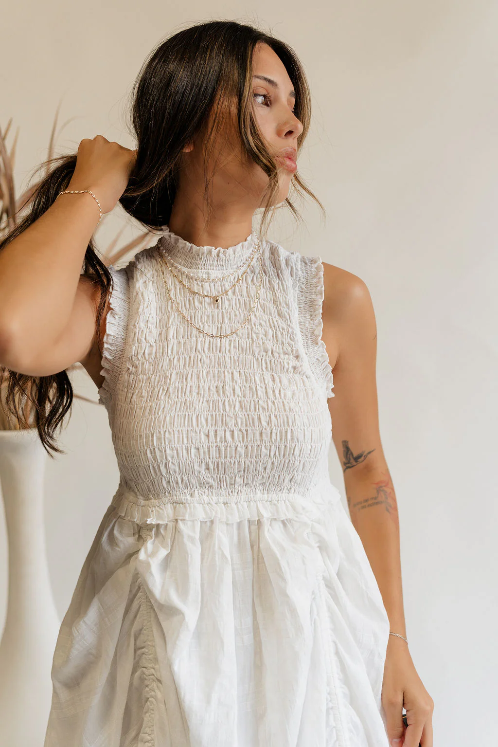 Ivy White Ruched Midi Dress - Image 6