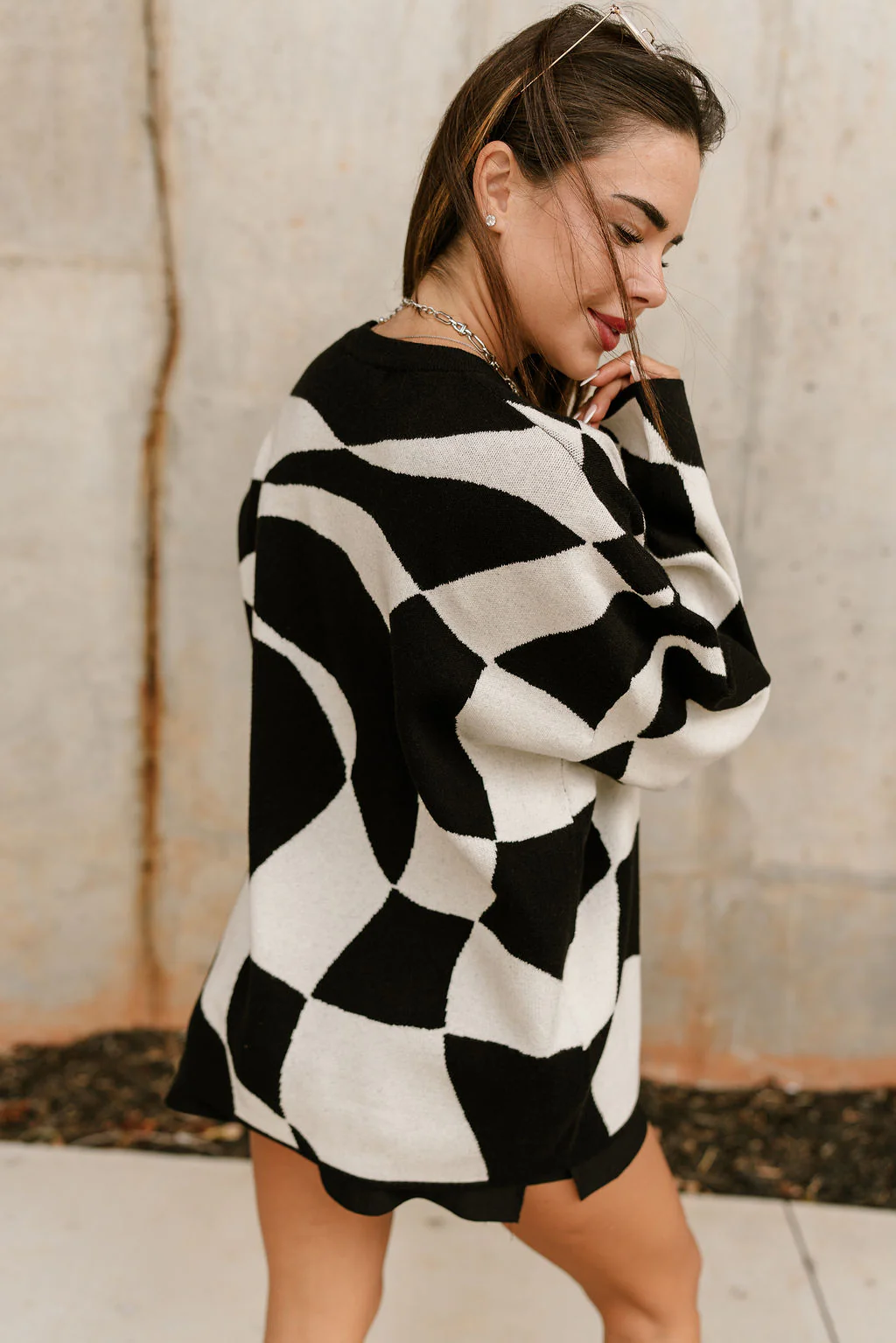 Emerson Black & Off White Geometric Sweater - Image 2