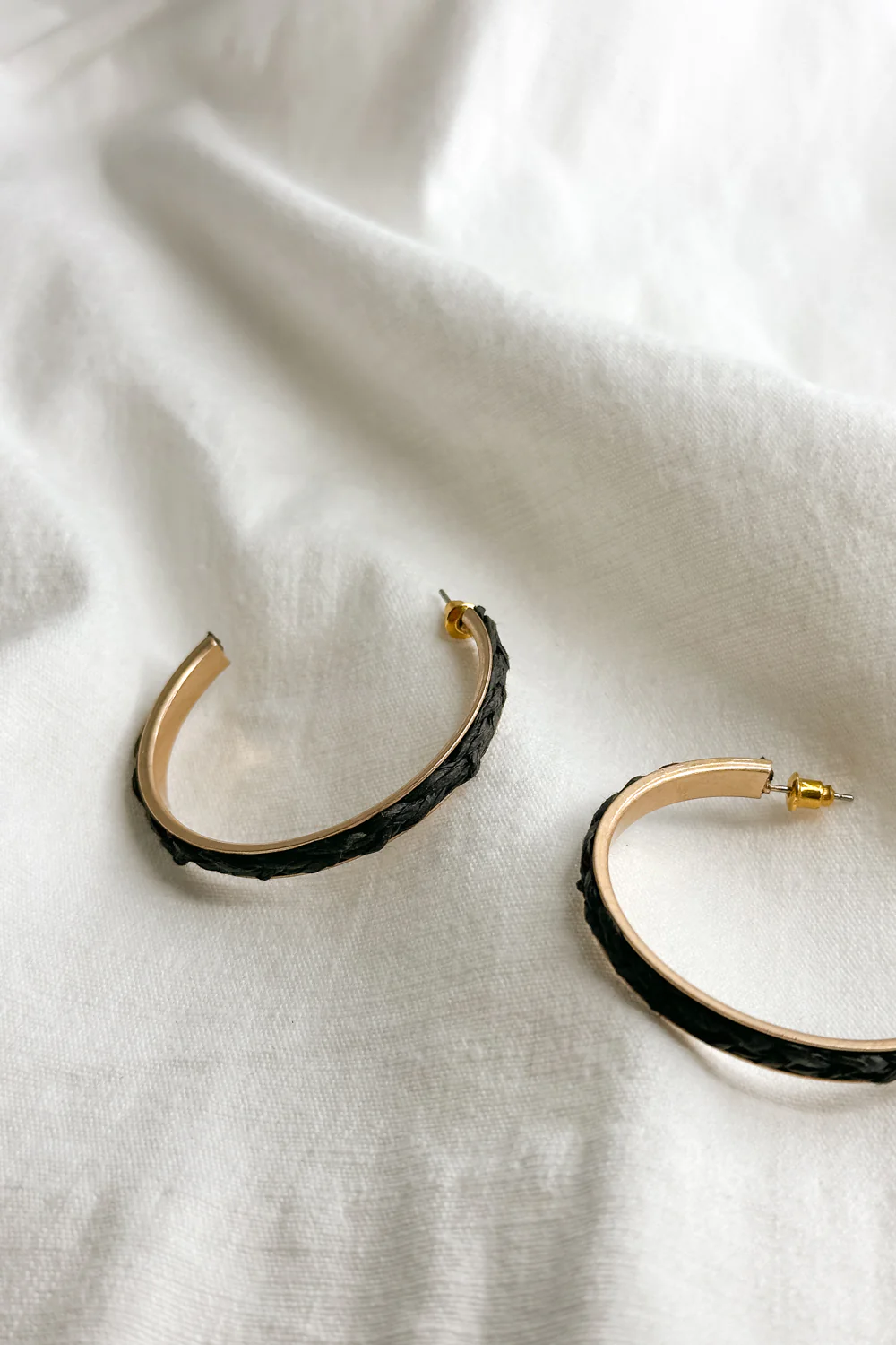 Jackie Gold & Black Woven Hoop Earring - Image 2