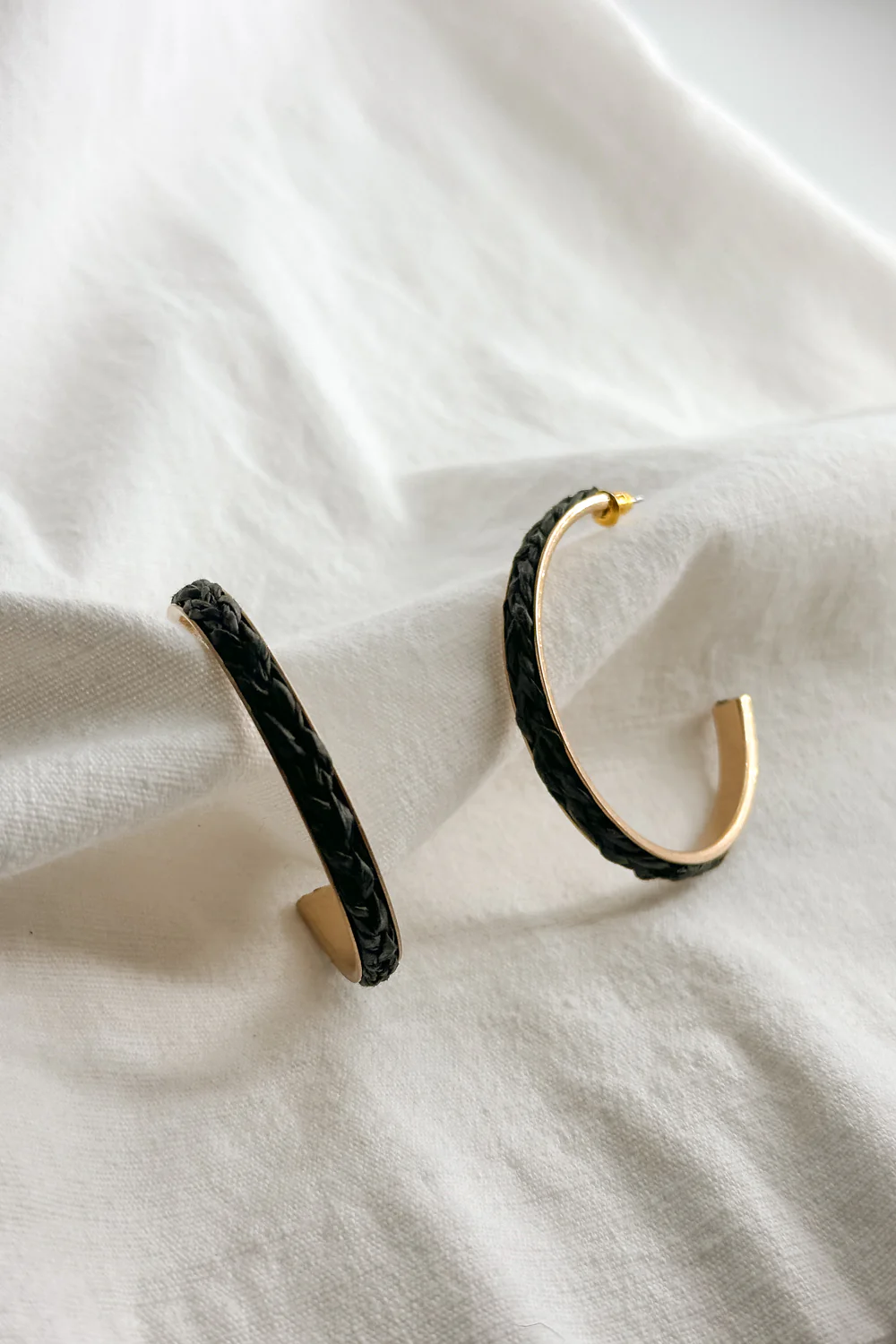 Jackie Gold & Black Woven Hoop Earring - Image 3
