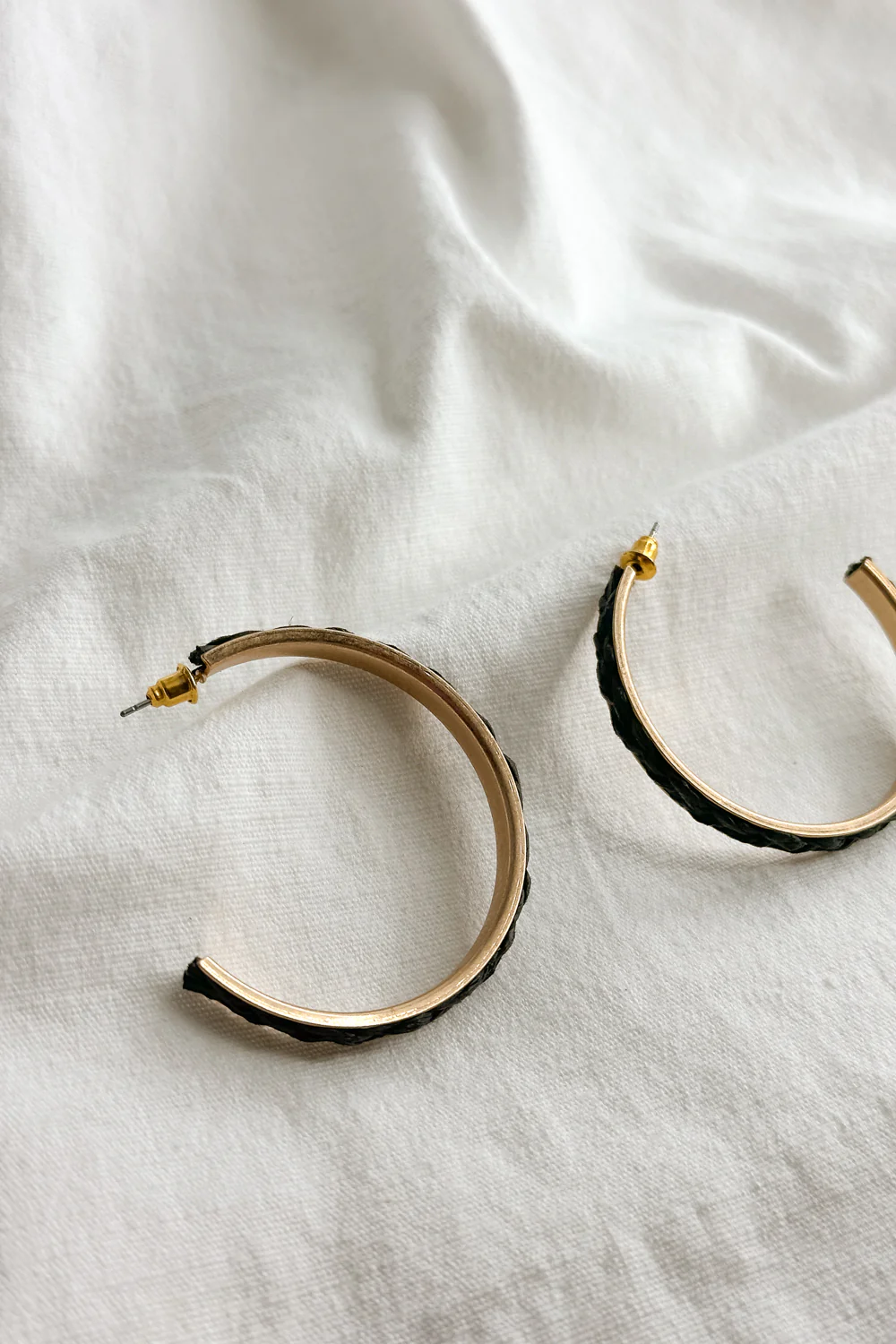 Jackie Gold & Black Woven Hoop Earring - Image 5