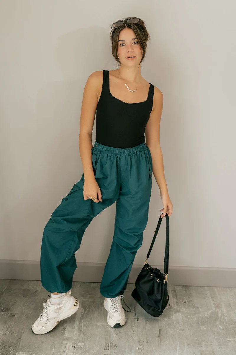 Jade Green Elastic Waistband Jogger