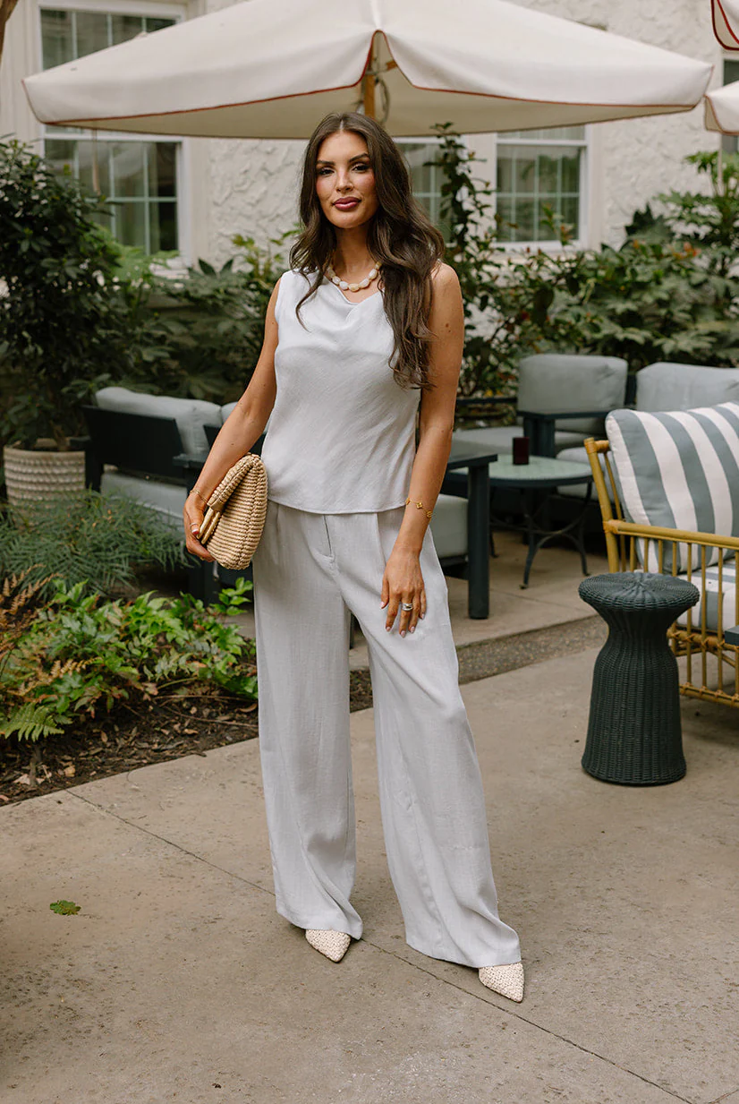 Jade Light Grey Wide Leg Pants
