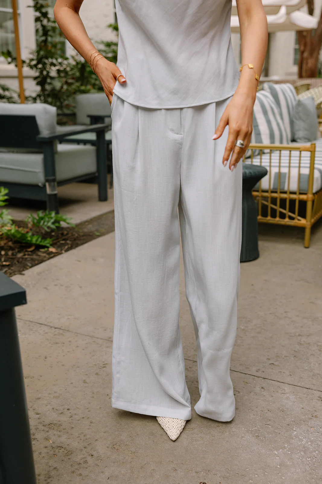 Jade Light Grey Wide Leg Pants - Image 2