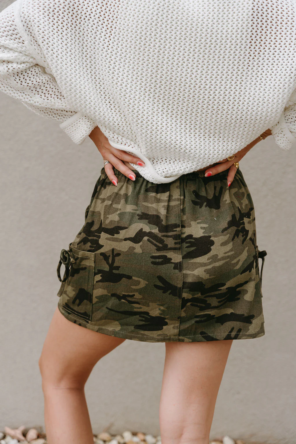 Jade Olive Camo Cargo Mini Skirt - Image 4