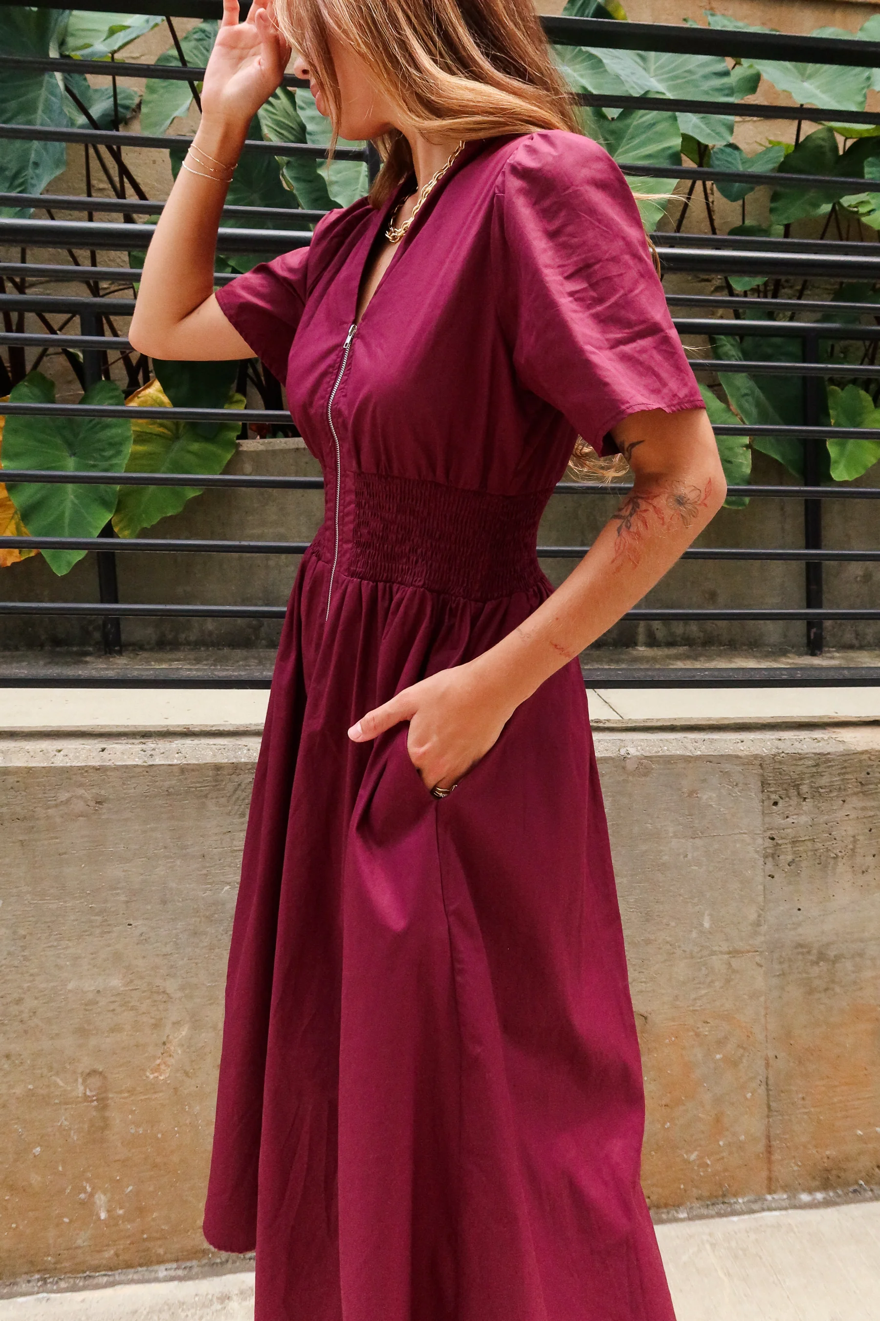 Jamie Plum Slit Zip-Up Midi Dress - Image 3