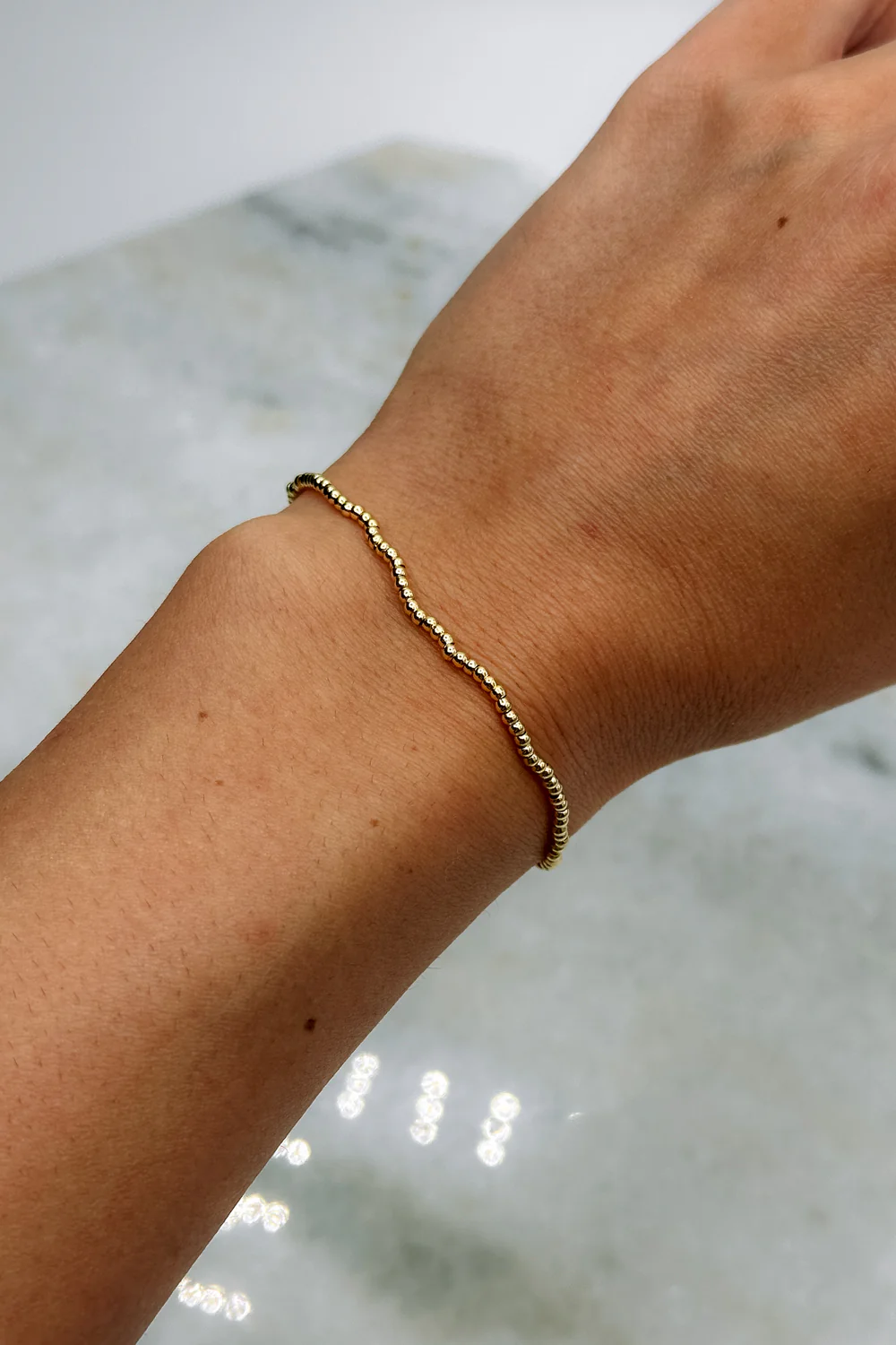 Jane Gold 2mm Beaded Water Resistant Bracelet - Image 2