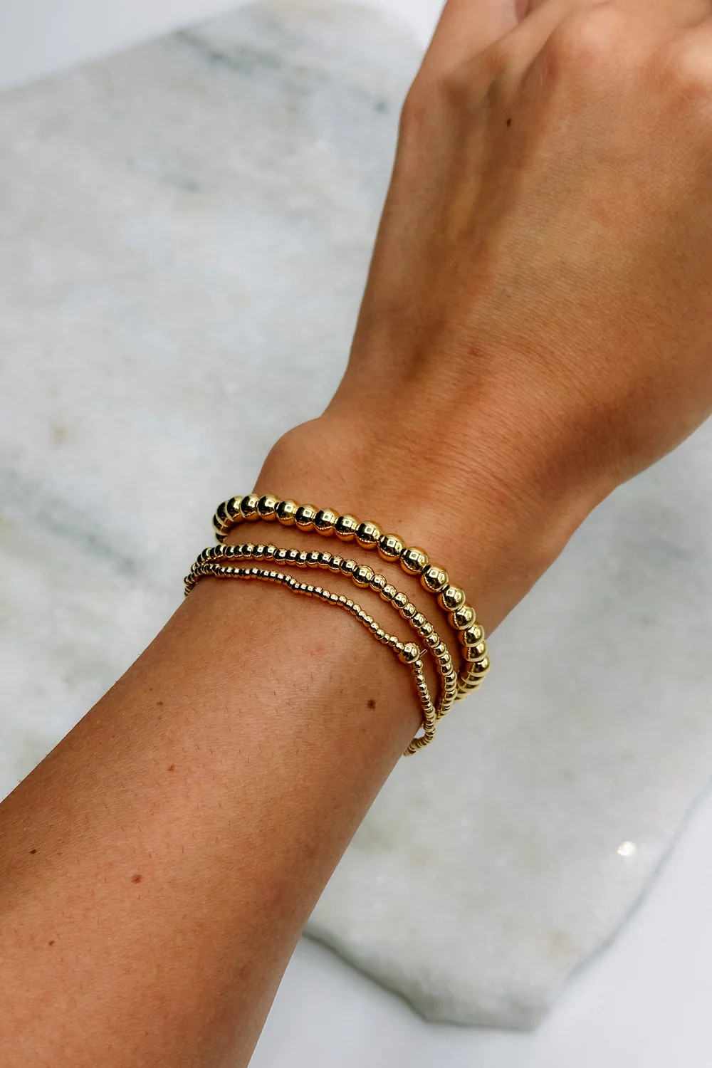 Jane Gold 2mm Beaded Water Resistant Bracelet - Image 4