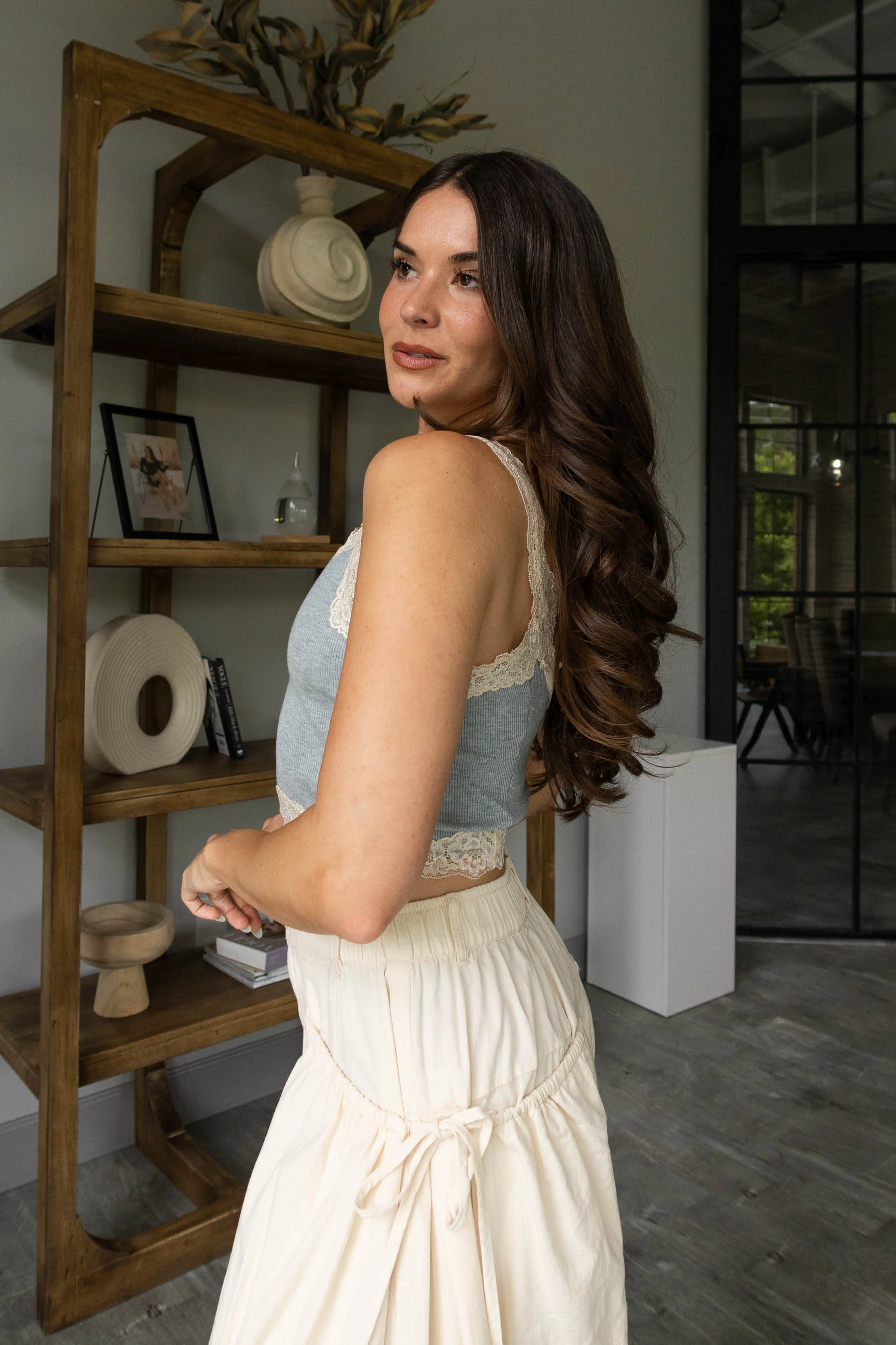 Jane Heather Blue & Cream Lace Tank - Image 3