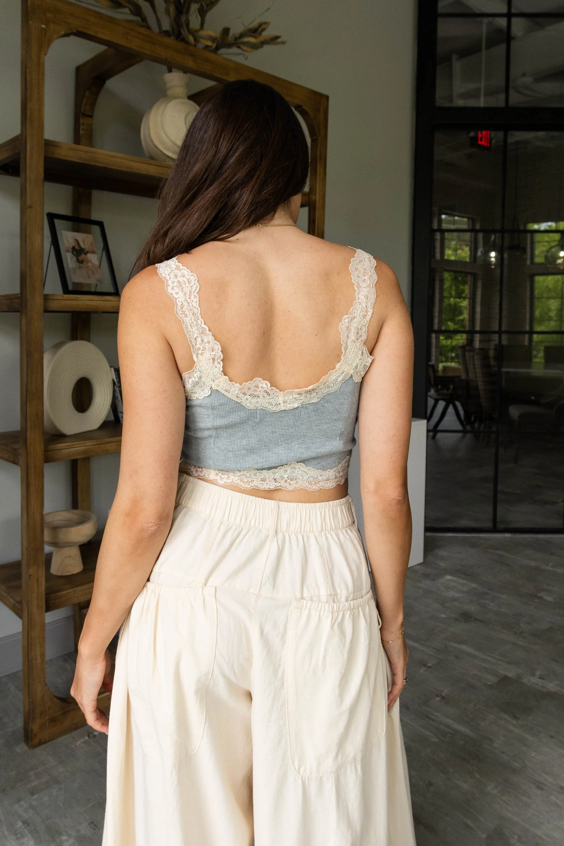 Jane Heather Blue & Cream Lace Tank - Image 4