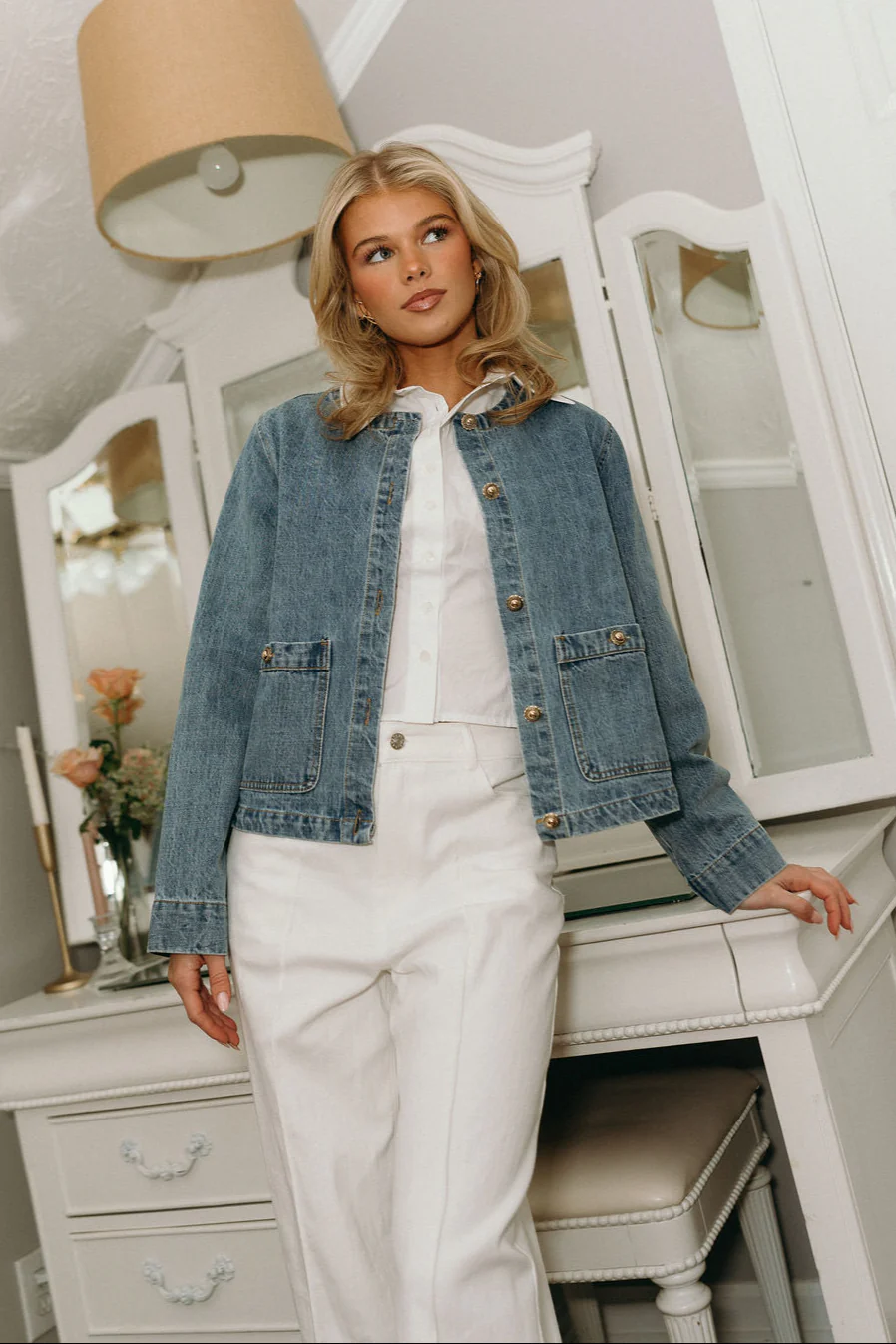 Jane Medium Wash Denim Jacket - Image 5