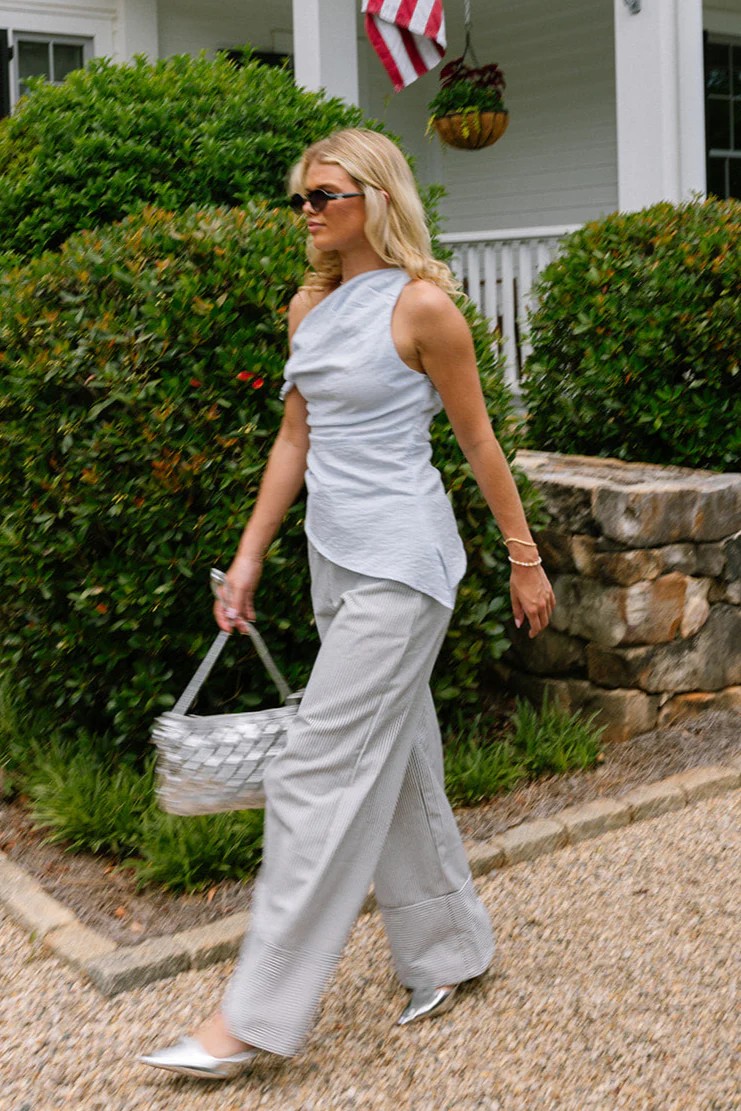 Janelle Light Blue Asymmetrical Tank Top - Image 5