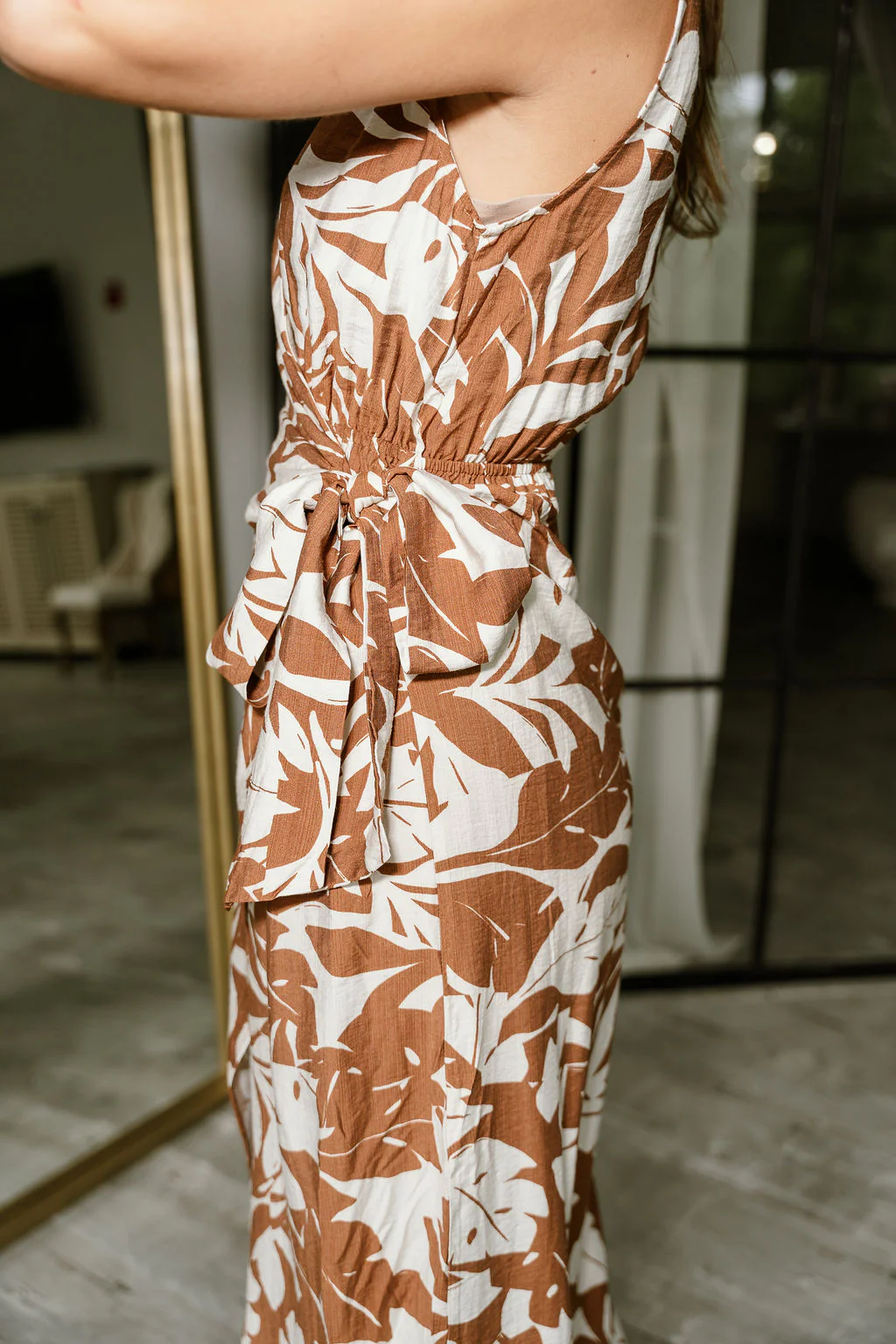 Janine Brown & Cream Palm Midi Wrap Dress - Image 7