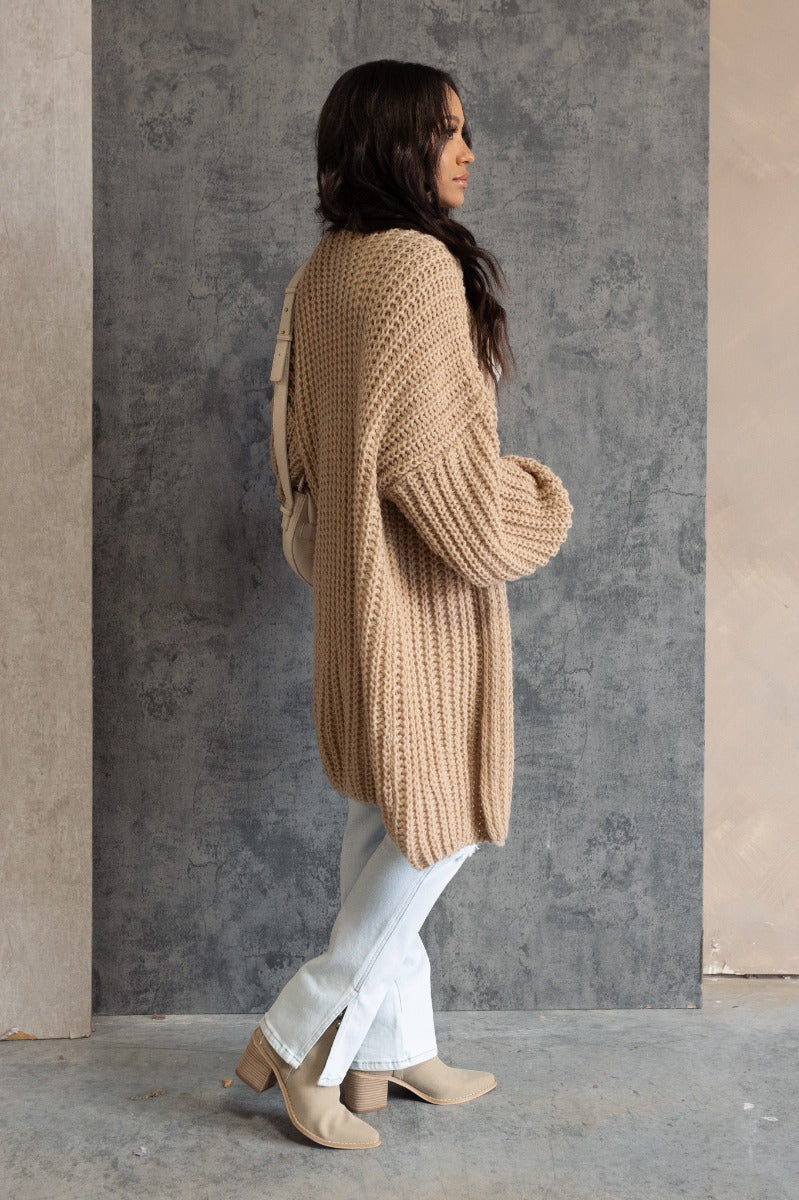 Jayla Taupe Open Front Cardigan - Image 4